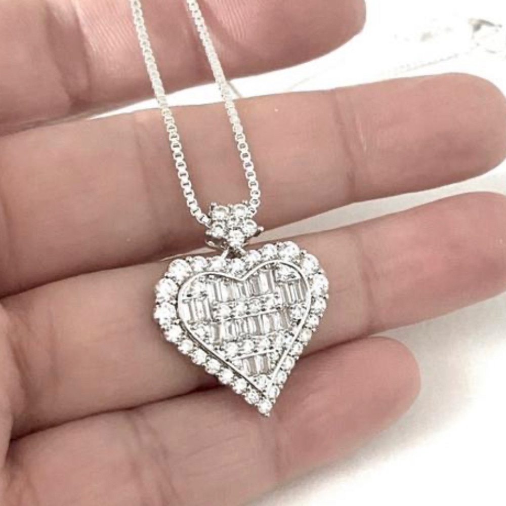 Heart Of The Deal 925 Silver Pendant W White Sapphire - Picture 15 of 15